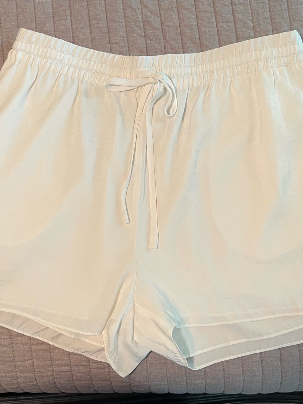 Naked Zebra White Elastic Waist Drawstring Shorts